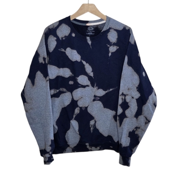 Fruit of the Loom | Navy Bleached Tie Dye Sweatshirt Size Large - Picture 1 of 4